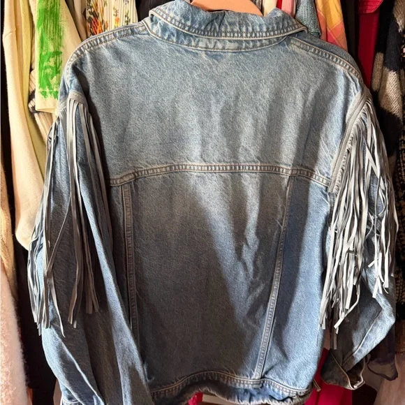 FREE PEOPLE FRINGE DENIM JACKET size medium - Picture 6 of 7